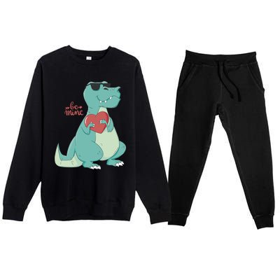 Be Mine Outfit With Cool Dinosaur Gift Premium Crewneck Sweatsuit Set