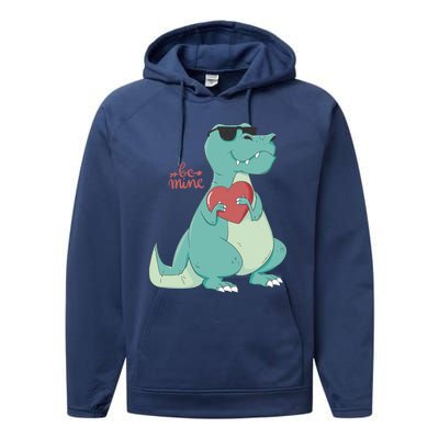 Be Mine Outfit With Cool Dinosaur Gift Performance Fleece Hoodie