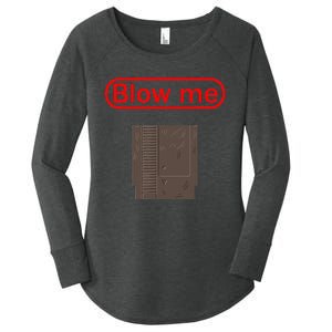 Blow Me Old School Gamer Cartridge Funny Video Gaming Gift Women's Perfect Tri Tunic Long Sleeve Shirt