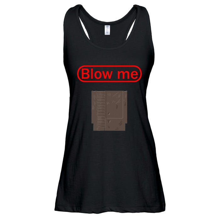 Blow Me Old School Gamer Cartridge Funny Video Gaming Gift Ladies Essential Flowy Tank