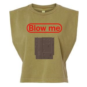 Blow Me Old School Gamer Cartridge Funny Video Gaming Gift Garment-Dyed Women's Muscle Tee