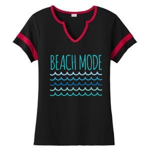 Beach Mode Ocean Wave Ladies Halftime Notch Neck Tee