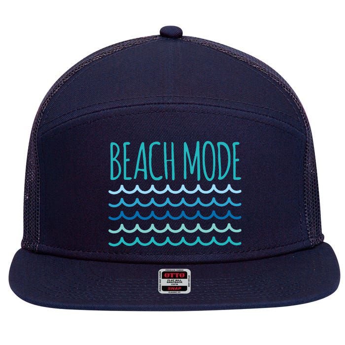 Beach Mode Ocean Wave 7 Panel Mesh Trucker Snapback Hat