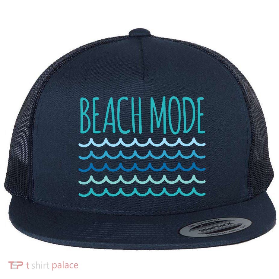 Beach Mode Ocean Wave Flat Bill Trucker Hat