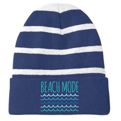 Beach Mode Ocean Wave Striped Beanie with Solid Band