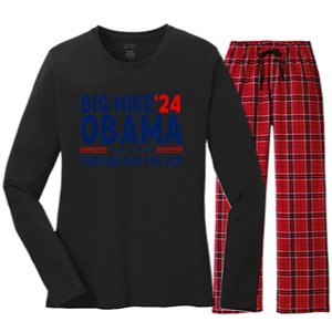 Big Mike Obama 2024 The Man For The Job Women's Long Sleeve Flannel Pajama Set 