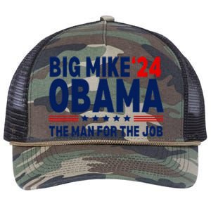 Big Mike Obama 2024 The Man For The Job Retro Rope Trucker Hat Cap