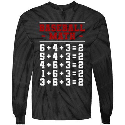 Baseball Math Operation Double Play Mathematician Tie-Dye Long Sleeve Shirt