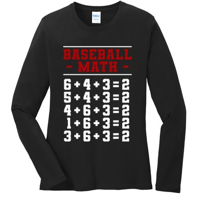 Baseball Math Operation Double Play Mathematician Ladies Long Sleeve Shirt