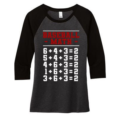 Baseball Math Operation Double Play Mathematician Women's Tri-Blend 3/4-Sleeve Raglan Shirt