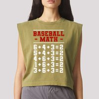 Baseball Math Operation Double Play Mathematician Garment-Dyed Women's Muscle Tee