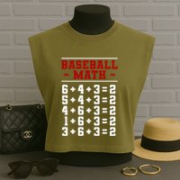 Baseball Math Operation Double Play Mathematician Garment-Dyed Women's Muscle Tee