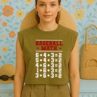 Baseball Math Operation Double Play Mathematician Garment-Dyed Women's Muscle Tee