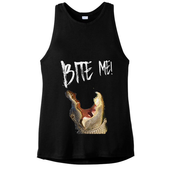 Bite Me! Printed Alligator Vintage Ladies PosiCharge Tri-Blend Wicking Tank