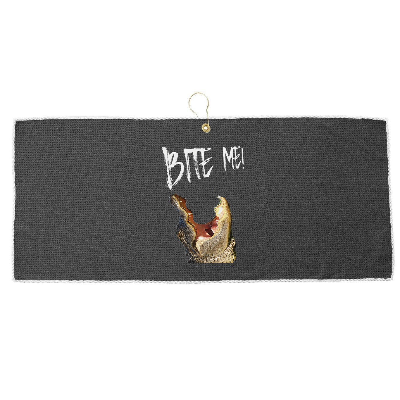 Bite Me! Printed Alligator Vintage Large Microfiber Waffle Golf Towel
