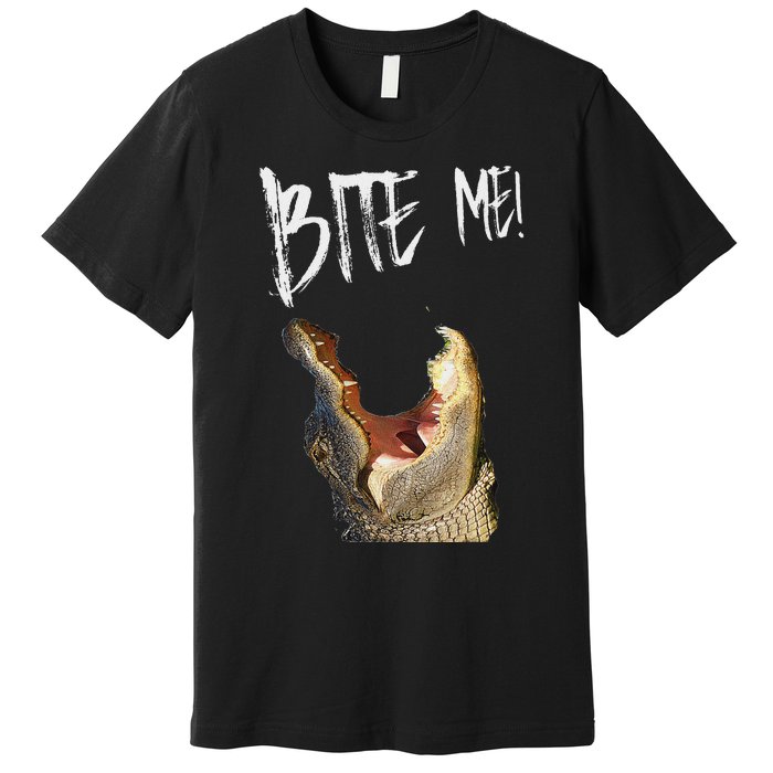 Bite Me! Printed Alligator Vintage Premium T-Shirt