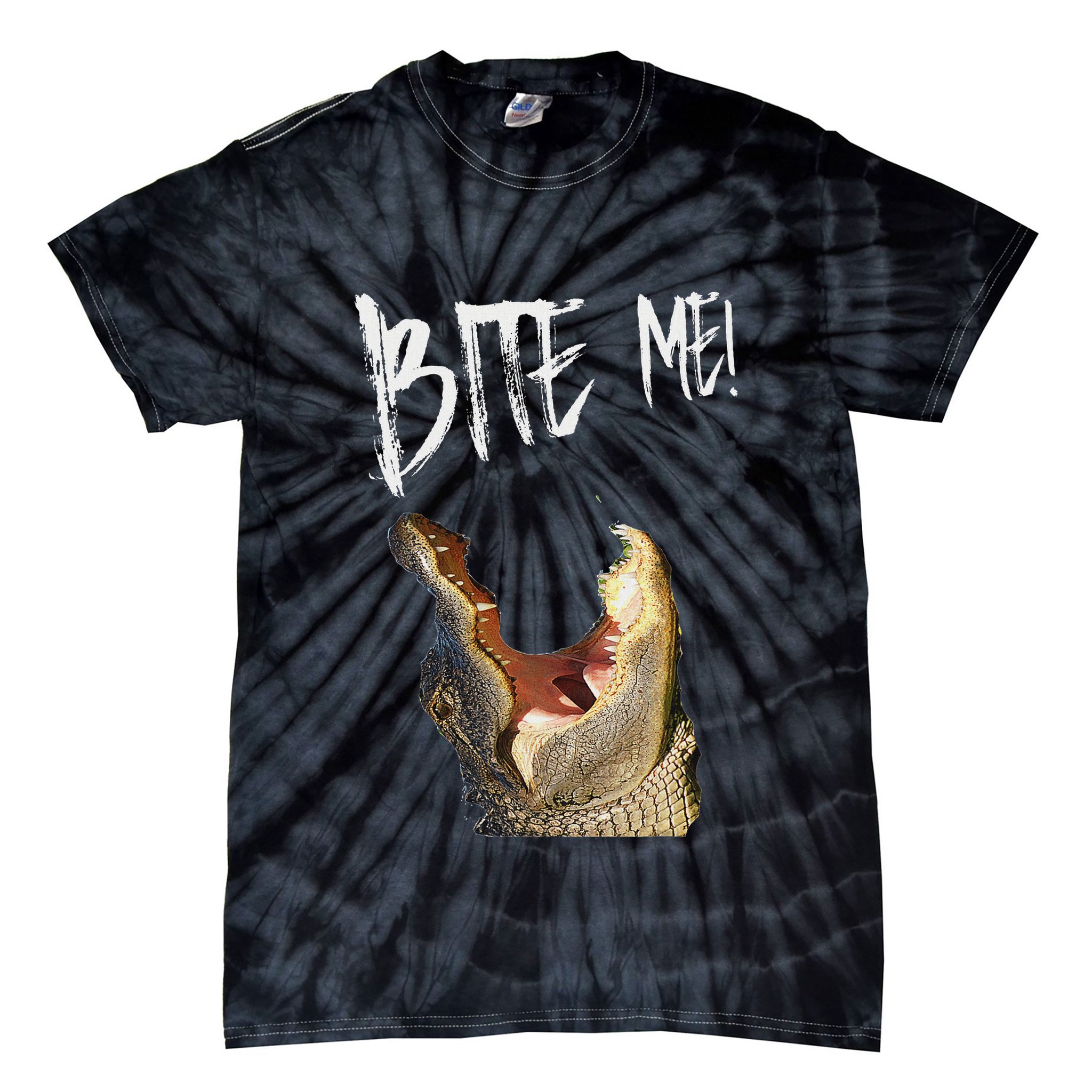 Bite Me! Printed Alligator Vintage Tie-Dye T-Shirt