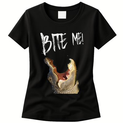 Bite Me! Printed Alligator Vintage Womens T-Shirt