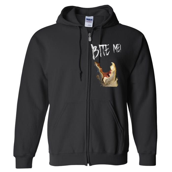 Bite Me! Printed Alligator Vintage Full Zip Hoodie