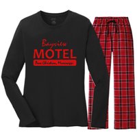 Bayview Motel Pass Christian Mississippi Women's Long Sleeve Flannel Pajama Set 