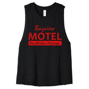 Bayview Motel Pass Christian Mississippi Women's Racerback Cropped Tank