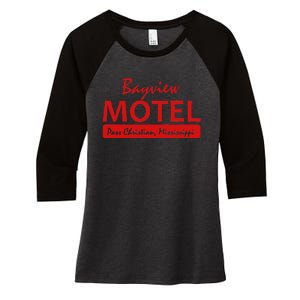 Bayview Motel Pass Christian Mississippi Women's Tri-Blend 3/4-Sleeve Raglan Shirt