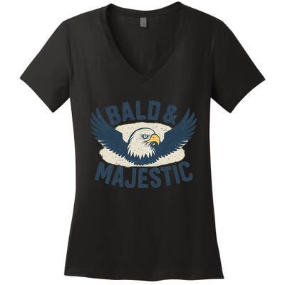 Bald & Majestic - Perfect Gift for Dads Women's V-Neck T-Shirt