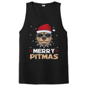 Backprint Merry Pitmas Pitbull Christmas Hat Gift PosiCharge Competitor Tank