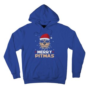 Backprint Merry Pitmas Pitbull Christmas Hat Gift Hoodie