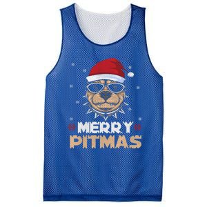 Backprint Merry Pitmas Pitbull Christmas Hat Gift Mesh Reversible Basketball Jersey Tank