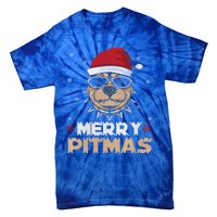 Backprint Merry Pitmas Pitbull Christmas Hat Gift Tie-Dye T-Shirt