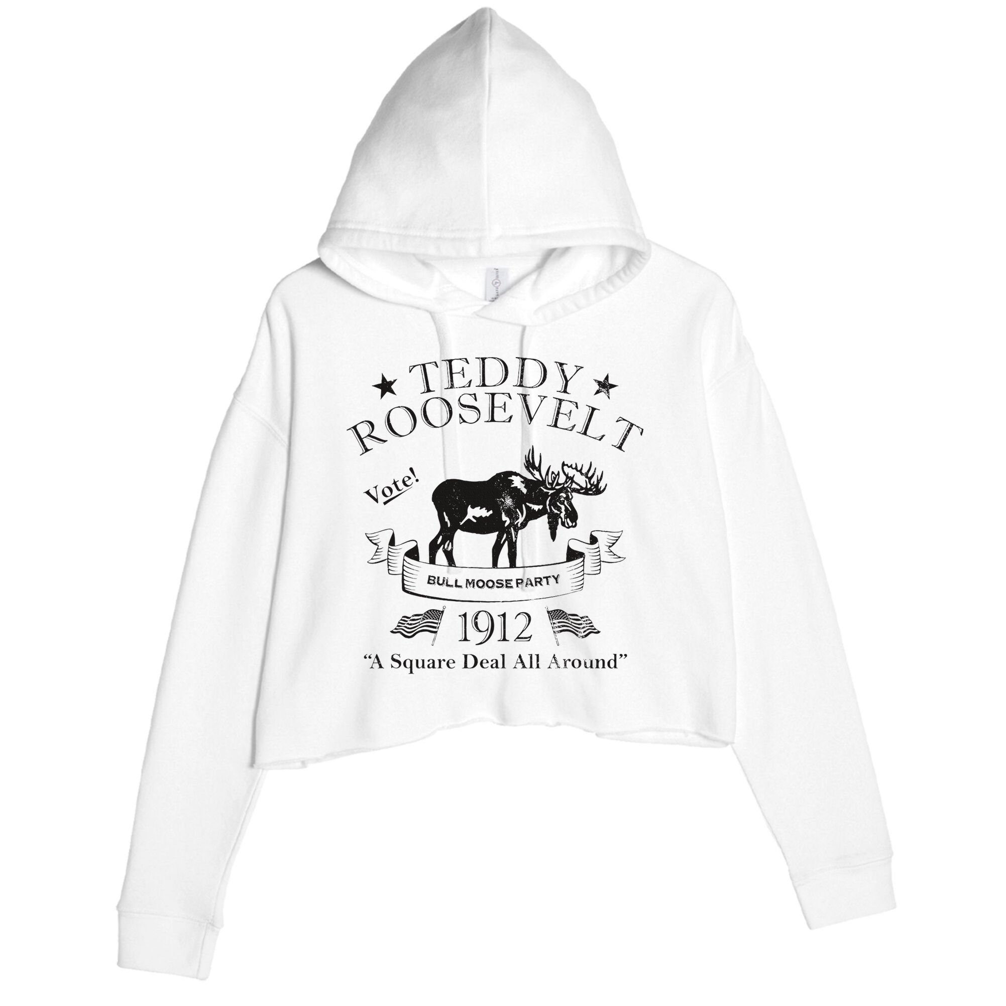 Bull Moose Party Vintage Teddy Roosevelt Campaign Political Crop Fleece Hoodie