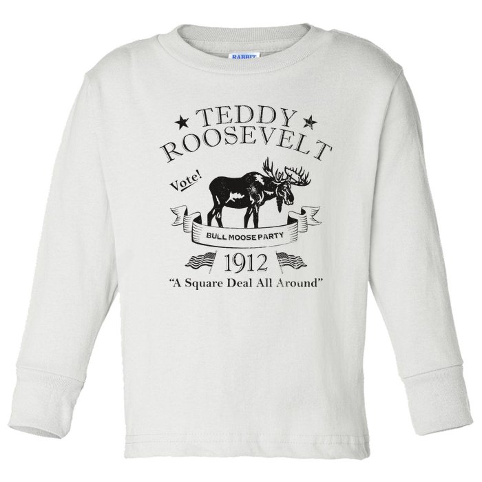 Bull Moose Party Vintage Teddy Roosevelt Campaign Political Toddler Long Sleeve Shirt