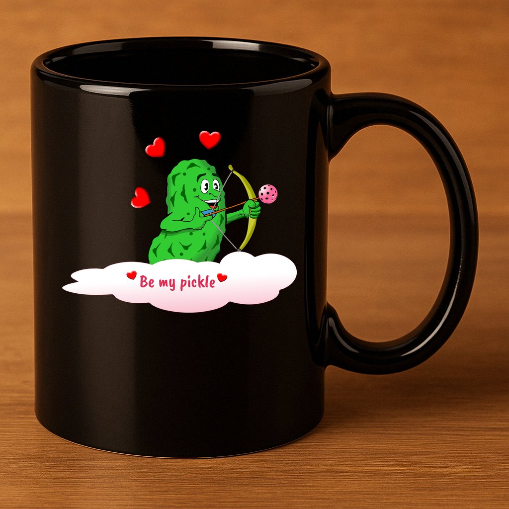 Be My Pickle, Fun Pickleball, Valentines Day Pickleball 11oz C Handle Ceramic Mug