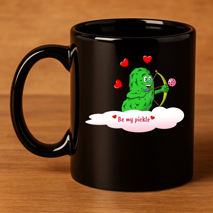 Be My Pickle, Fun Pickleball, Valentines Day Pickleball 11oz C Handle Ceramic Mug