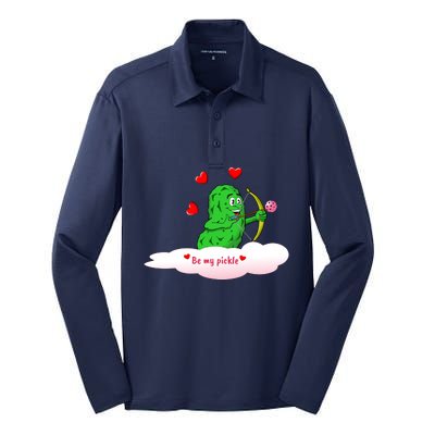 Be My Pickle, Fun Pickleball, Valentines Day Pickleball Silk Touch Performance Long Sleeve Polo