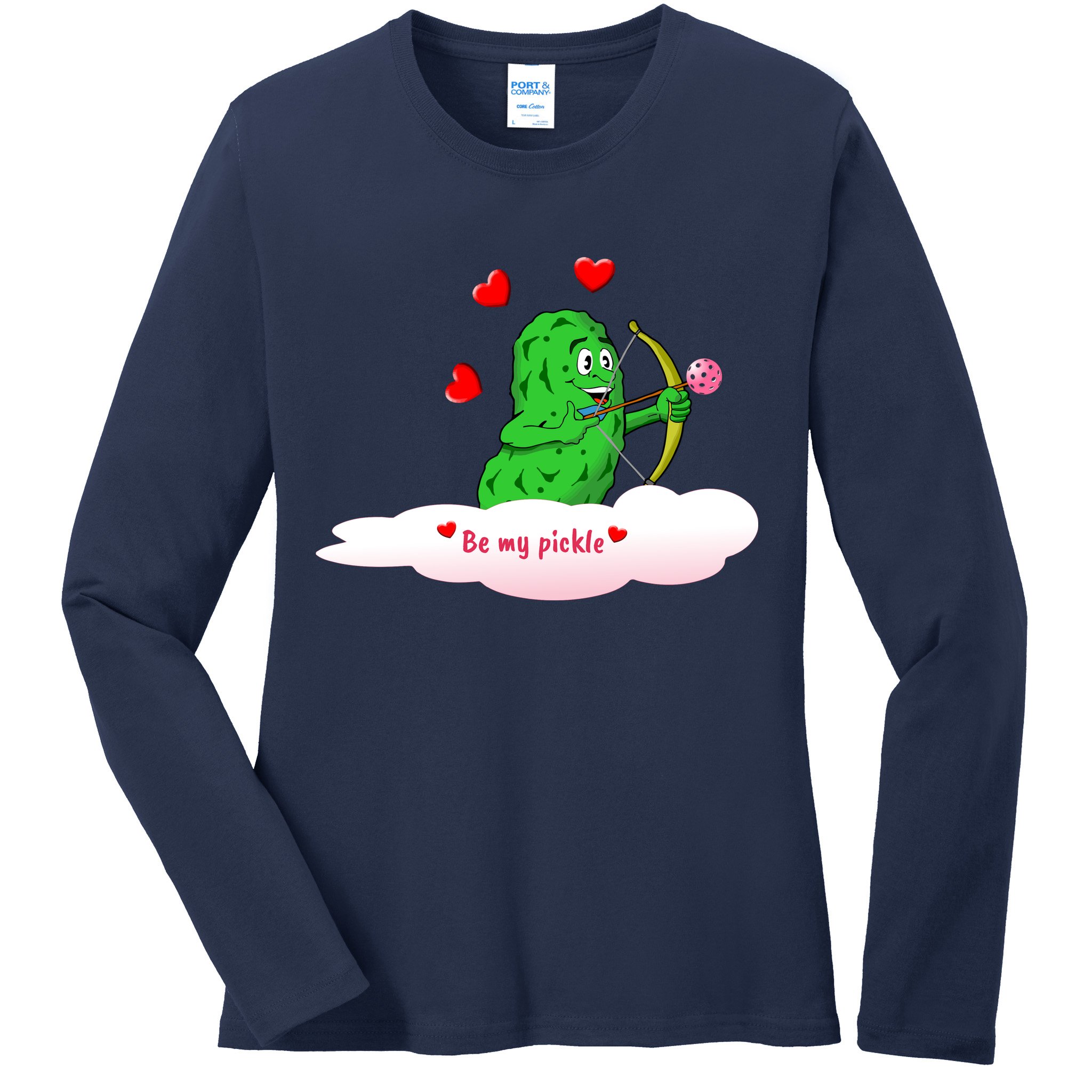 Be My Pickle, Fun Pickleball, Valentines Day Pickleball Ladies Long Sleeve Shirt