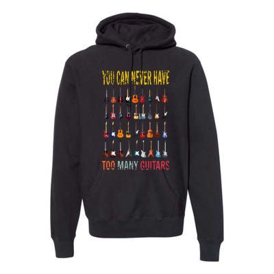 Bass Musician Pick You Can Never Have Too Many Guitars Premium Hoodie