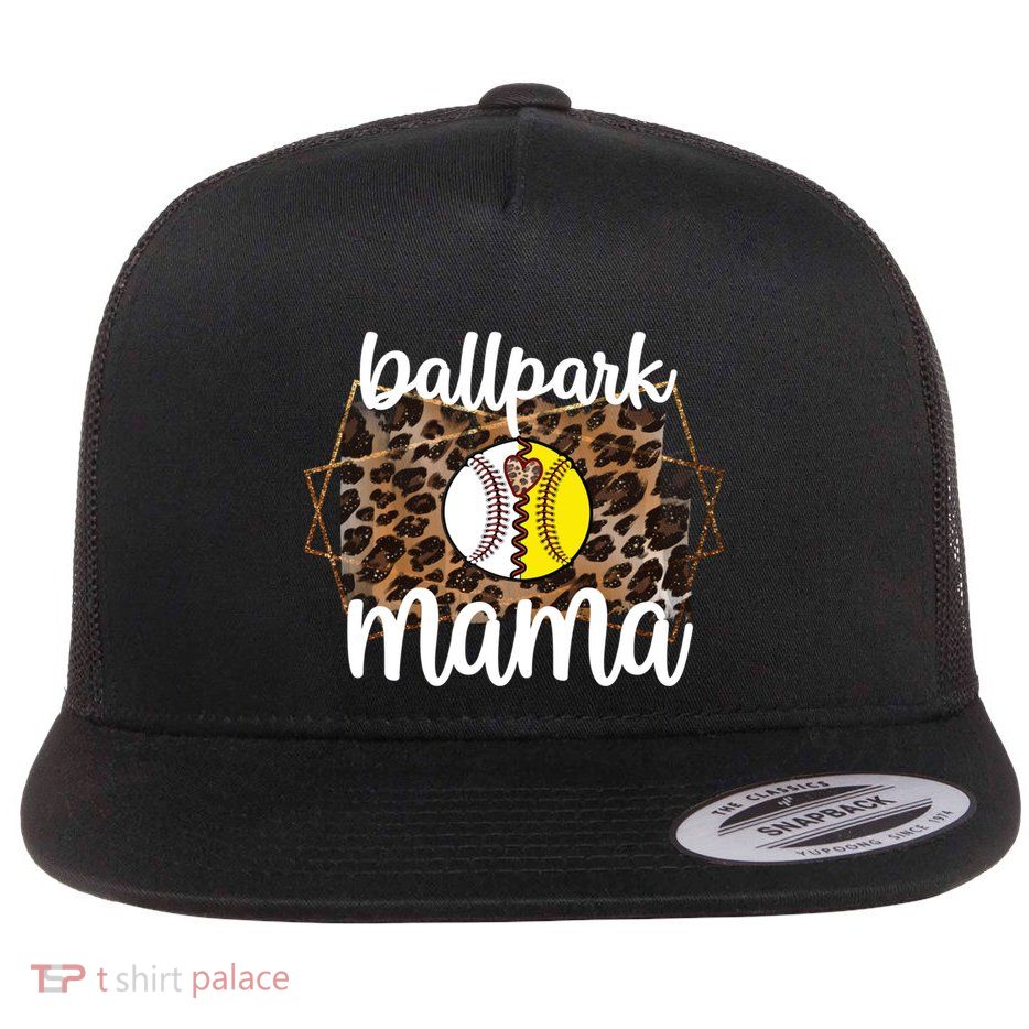 Ballpark Mama Proud Baseball Softball Player Baller Mom Gift Flat Bill Trucker Hat
