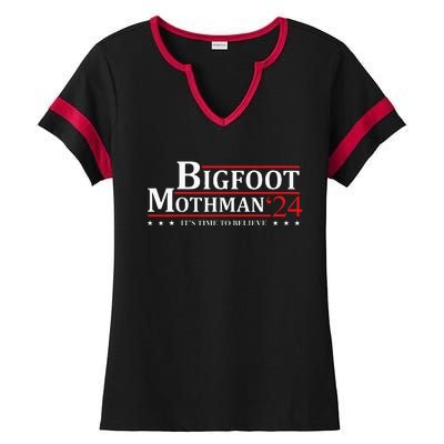 Bigfoot Mothman President 2024 Election Campaign Ladies Halftime Notch Neck Tee