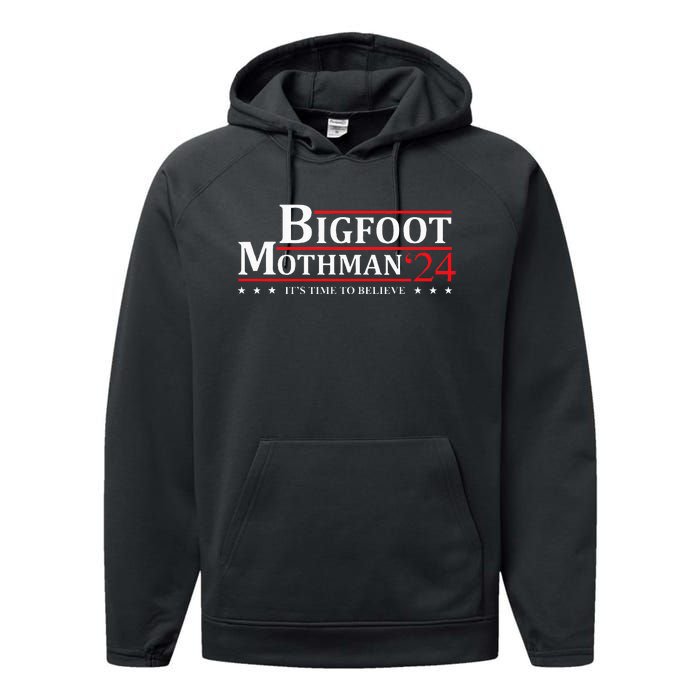 Bigfoot Mothman President 2024 Election Campaign Performance Fleece Hoodie