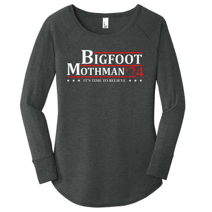 Bigfoot Mothman President 2024 Election Campaign Women's Perfect Tri Tunic Long Sleeve Shirt