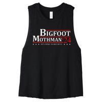 Bigfoot Mothman President 2024 Election Campaign Women's Racerback Cropped Tank