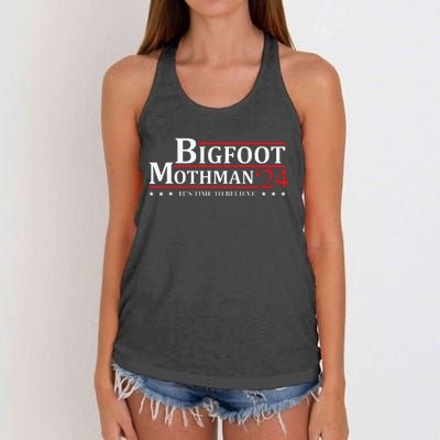 Bigfoot Mothman President 2024 Election Campaign Women's Knotted Racerback Tank