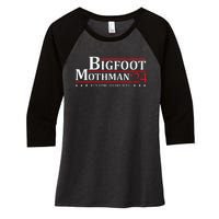 Bigfoot Mothman President 2024 Election Campaign Women's Tri-Blend 3/4-Sleeve Raglan Shirt