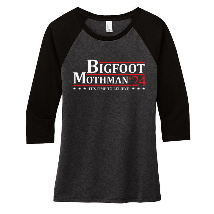 Bigfoot Mothman President 2024 Election Campaign Women's Tri-Blend 3/4-Sleeve Raglan Shirt