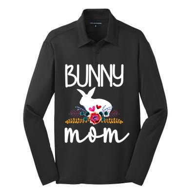 Bunny Mom Proud Rabbit Mom Bunny Lover Bunny Momma Meaningful Gift Silk Touch Performance Long Sleeve Polo