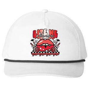 Bite Me Please Halloween Vampire Scary Halloween Costume Gift Snapback Five-Panel Rope Hat