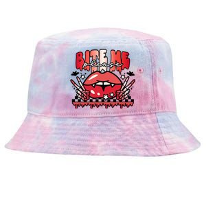 Bite Me Please Halloween Vampire Scary Halloween Costume Gift Tie-Dyed Bucket Hat