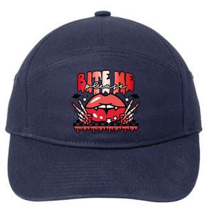 Bite Me Please Halloween Vampire Scary Halloween Costume Gift 7-Panel Snapback Hat